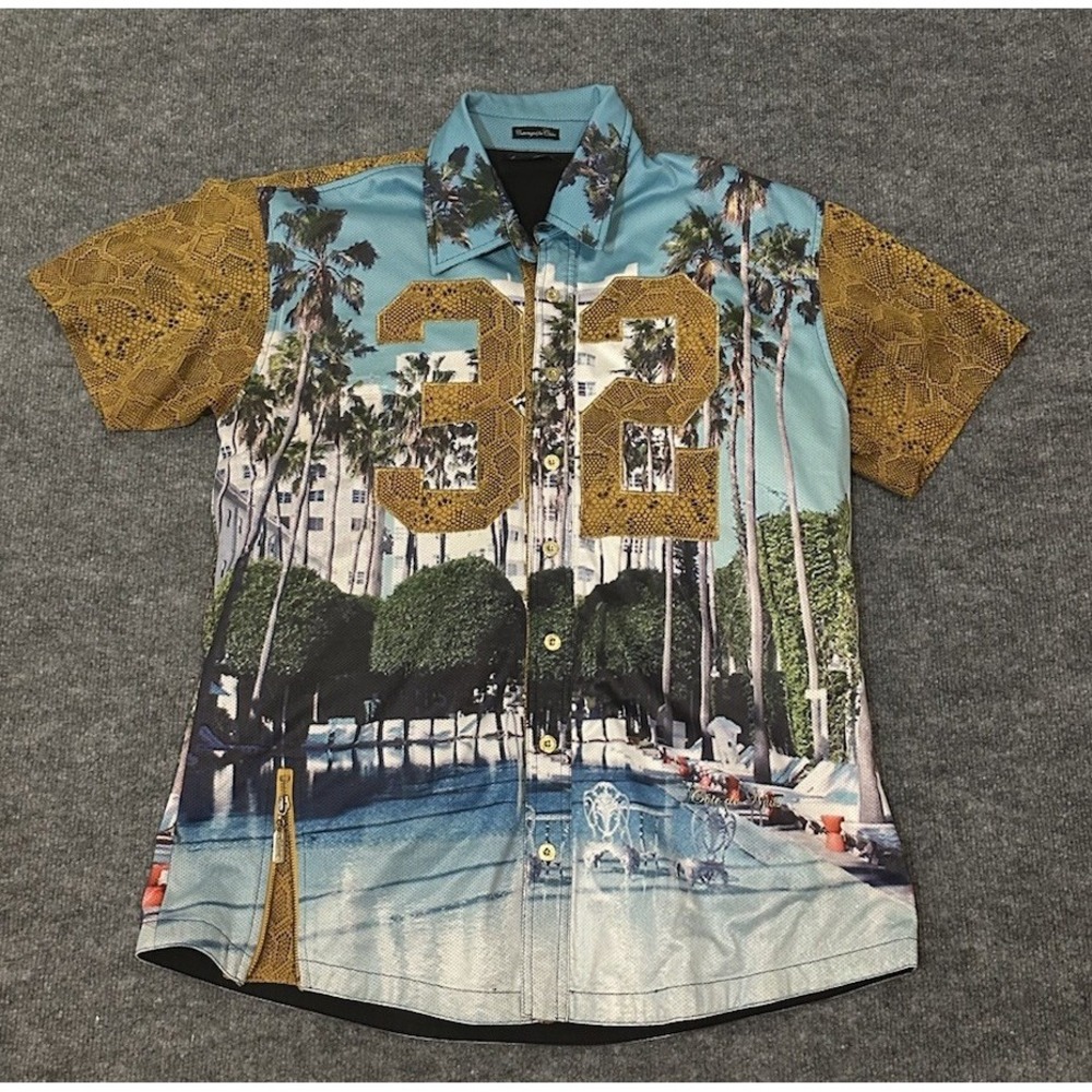Cote de Nuits Shirt Mens XXl 2XL Swimming Pool Trees City Photo All Over